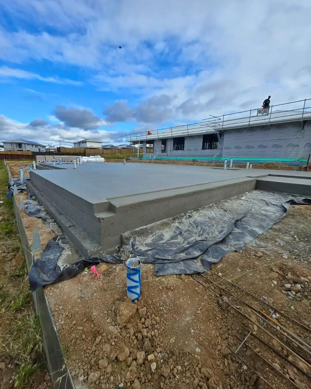 Finished slab edge on a new estate