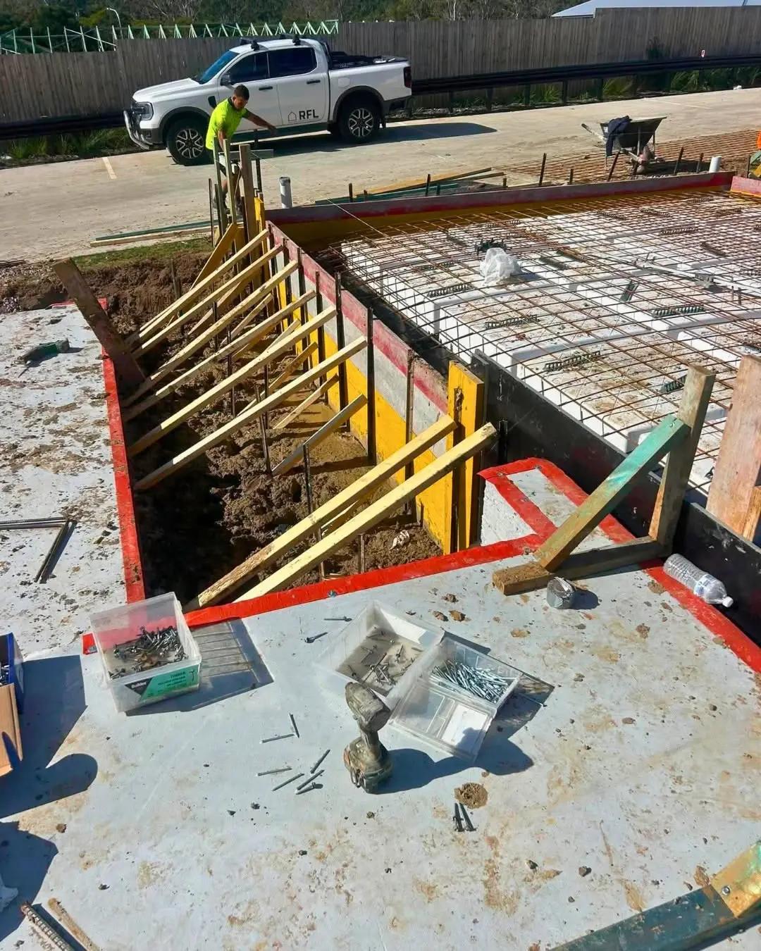 Trench, boxing and services ready for the slab