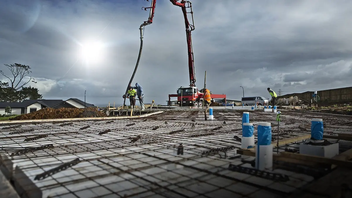 Pour day with the concrete pump