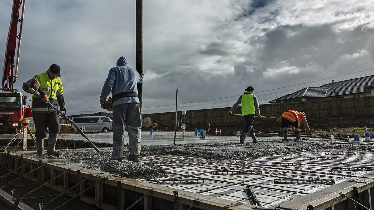 RFL placement team pouring a house slab