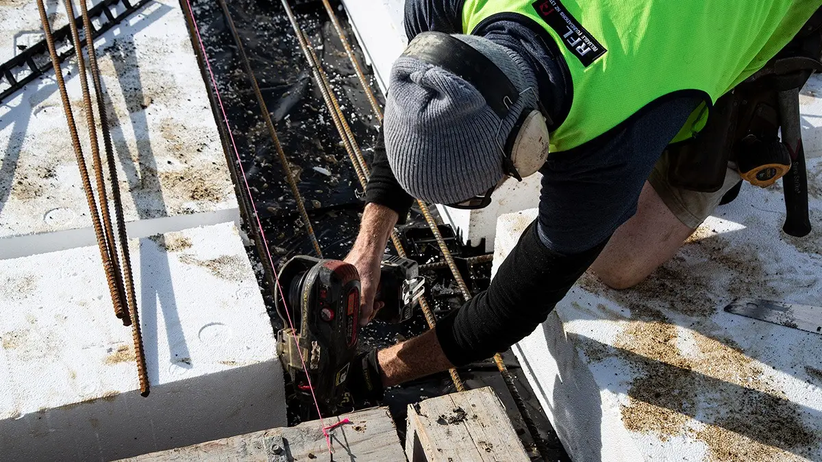 RFL crew member fixing slab boxing