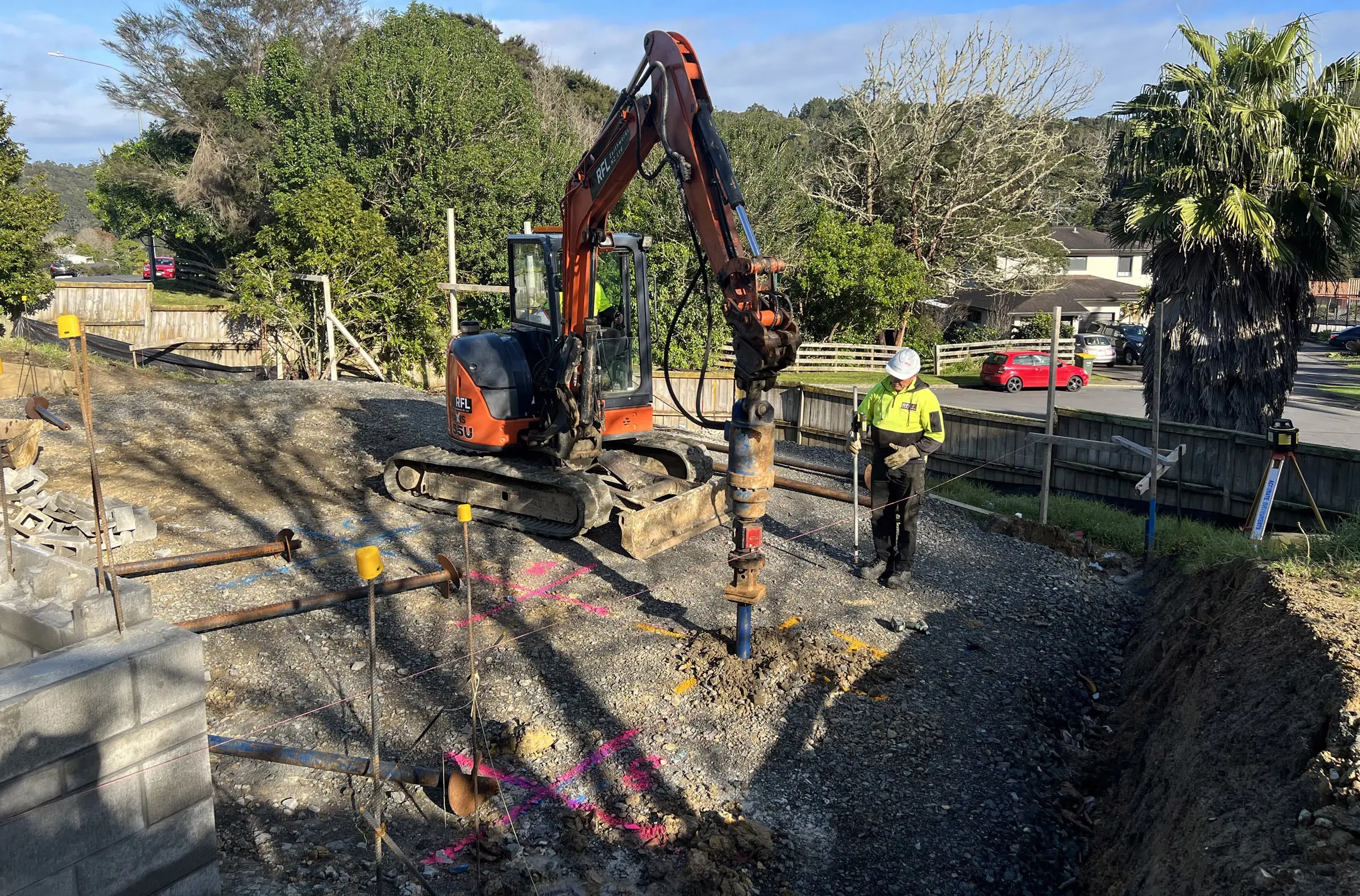 Katana screw pile install